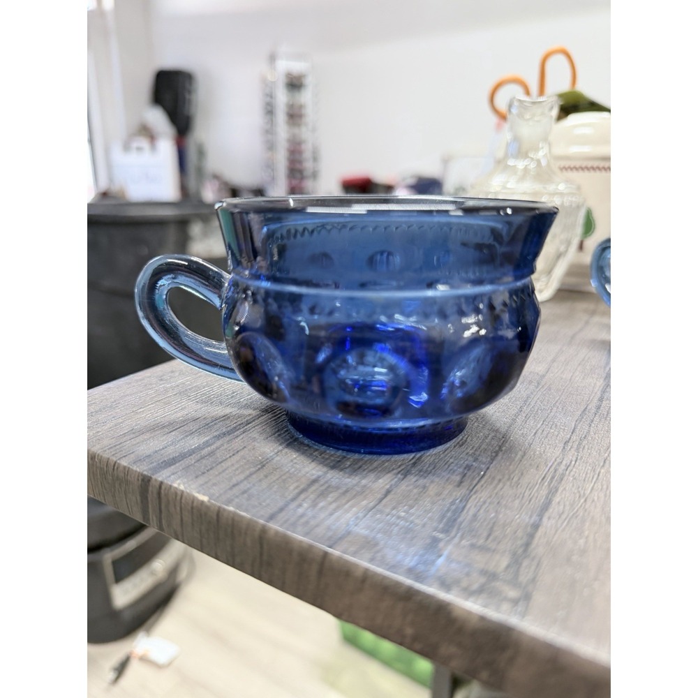 Vintage Blue Tiara Glass Crown Imperial Coffee Tea Cup 8 oz